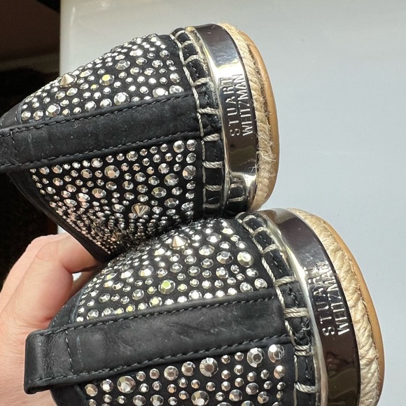 Stuart Weitzman Rockon Espadrilles Womens Designer Shoes Studded Size 8m Black - Picture 8 of 10
